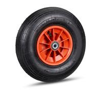 Relaxdays Roue de brouette, Lot de 2, Caoutchouc, Roue de Rechange axe, Caoutchouc essieu 4.00-6, 3 adaptateurs, Noir-Rouge