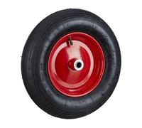 Relaxdays Roue de brouette Caoutchouc 200 kg, Lot de 2, Roue de Rechange sans axe, Caoutchouc essieu 4.80 4.00-8, Noir-Rouge