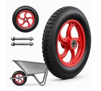 Relaxdays Lot de 2 Roues pour Diable/brouette, 3.25-8, Noir/Rouge