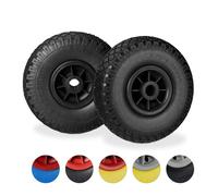Relaxdays Lot de 2 roues pour diable, pneus pleins anti-crevaison 3.00-4"", axe 25 mm, 80 kg, 260x85 mm, noir