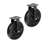 Relaxdays Lot de 2 roulettes Fixes 3.00-4, Caoutchouc, Acier, pneumatique, jusqu'à 120 kg, Noir 29x26x13.5 cm