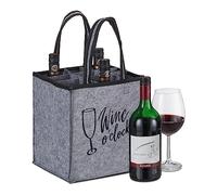 Relaxdays Lot de 2 Sacs à Bouteilles, 9 Bouteilles, Gris