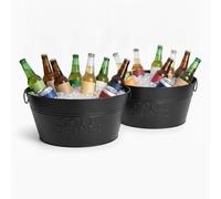 Relaxdays Lot de 2 seaux champagne noirs