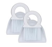 Relaxdays Lot Balai de Table, 2 Sets, Brosse & Pelle, Mini balayette pour Cuisine & Camping, à accrocher, Blanc
