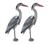 Relaxdays Statuette de héron, Lot de 2, Protection Contre Les Chasseurs de Poissons, avec Pied, à Planter, PE, Gris, 92 x 18 x 49 cm