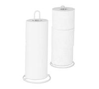 Relaxdays Lot de 2 supports à essuie-tout, non fixe, aussi pour papier-toilette, métal, sobre, H x D : 32 x 13 cm, blanc