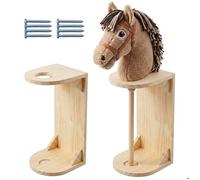Relaxdays Lot de 2 supports muraux pour chevaux à bâton, rangement, H x L x P = 35 x 15 x 15 cm, écurie en bois naturel