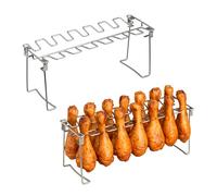 Relaxdays Lot de 2 Supports pour Cuisses de Poulet - en Acier Inoxydable - Volaille croustillante sans réversible - Pliable - Argenté