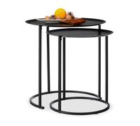 Relaxdays 10024574 Basse d'appoint gigogne Lot de 2, Nuit Ronde, Tables de Chevet, H x D : 50 x 50 cm, Anthracite, Acier