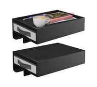 Relaxdays Lot de 2 Tables de Chevet clipsables en Bambou 14 x 37 x 26,5 cm avec tiroir et étagère de lit à Suspendre Noir