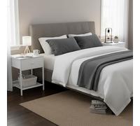 Relaxdays Lot de 2 Tables de Chevet Modernes en métal Blanc, tiroir & étagère, 55x40x30 cm