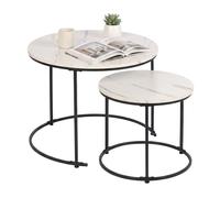 Relaxdays Lot de 2 tables gigognes, marbre & métal