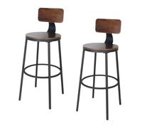Relaxdays Tabourets de Bar, Lot de 2, MDF Effet Bois, métal, Industriel, Marron/Noir, 99x54x54 cm