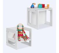 Relaxdays, Lot de 2 tabourets pour Enfants, 2 hauteurs d'assise, HxLxP : 30x30x30 cm, Table Enfant, MDF, Blanc