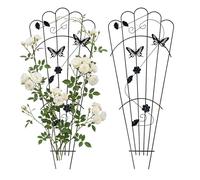 Relaxdays Lot de 2 treillis en métal pour plantes grimpantes - 87 x 37 cm - Noir