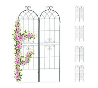 Relaxdays Lot de 2 treillis métal 180 x 50 cm support jardin vintage incurvé à planter vert foncé