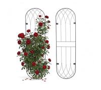 Relaxdays Lot de 2 Treillis muraux en Acier pour Plantes grimpantes, Hauteur x Largeur : 140 x 38 cm, Noir