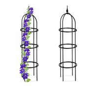 Relaxdays Trellis obélisque, Lot de 2, 100 m de hauteur, métal, pour plantes grimpantes, noir