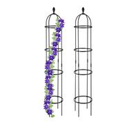 Relaxdays Trellis obélisque, Lot de 2, 160 m de Hauteur, Plantes grimpantes, en métal, Stable, Tour pour Rosier, Noir