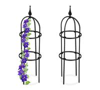 Relaxdays Trellis obélisque, Lot de 2, 70 m de Hauteur,pour Plantes grimpantes, en métal, Stable, Tour pour Rosier, Noir