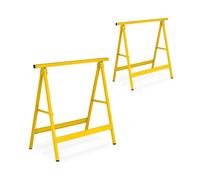 Relaxdays Lot de 2 tréteaux, Pliables, 100 kg, HxLxP: 74x78x40 cm, pour Atelier, bricoler, Peindre, Jaune