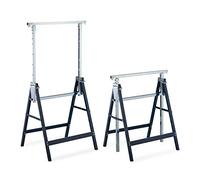 Relaxdays Lot de 2 tréteaux Pliables, réglables sur 7 Niveaux, Jusqu’à 200 kg, chevalet, Atelier, Acier, Bleu-argenté