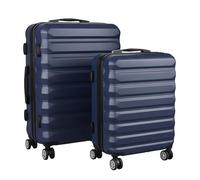 Relaxdays Lot de 2 valises 2 Tailles, 4 roulettes, Coque Rigide, poignée télescopique, Valise de Voyage avec Serrure à Combinaison, Bleu foncé