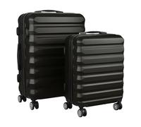 Relaxdays Lot de 2 valises 2 Tailles, 4 roulettes, Coque Rigide, poignée télescopique, Valise de Voyage avec Serrure à Combinaison, Noir