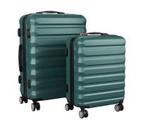 Relaxdays Lot de 2 valises 2 Tailles, 4 roulettes, Coque Rigide, poignée télescopique, Valise de Voyage avec Serrure à Combinaison, Bleu pétrole