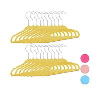 Relaxdays Lot de 20 cintres pour Enfants, antidérapants, Housse en Velours, cintres Souples, Crochets pivotants à 360°, Jaune