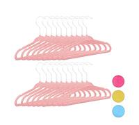 Relaxdays Lot de 20 cintres pour Enfants, antidérapants, revêtement en Velours, cintres Souples, Crochets pivotants à 360°, Rose