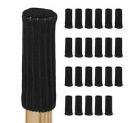 Relaxdays Lot de 24 Chaussettes pour chaises, Tables & Divers Meubles, Protections Rondes pour Sol, élastiques, Noir
