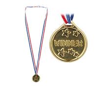 Relaxdays Lot de 24 médaille pour Enfant avec Cordon de Serrage Doré Ø 3,8 cm