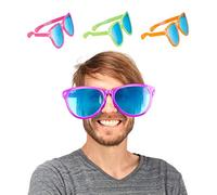 Relaxdays Lot de 24 paires de lunettes de fête, verres bleus, taille XXL, accessoires de costume, carnaval, JGA, étoiles, 25 cm de large, en plastique