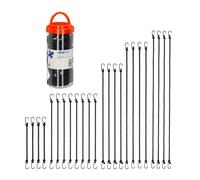 Relaxdays Tendeurs avec Crochets, Lot de 24, Sangles Porte-Bagages sur vélos, 5 Tailles, Attaches universelles, Noir