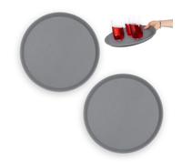 Relaxdays Plateau de Service, Lot de 2, Surface antidérapante, Design Rond, en Plastique, diamètre : 35 cm, Gris