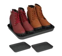 Relaxdays Bacs à Chaussures, Lot de 3, Supports pour Souliers mouillés, HxLxP: 3 x 35 x 27 cm, Plateaux Plastique, Gris