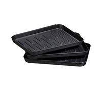 relaxdays Lot de 3 bacs à chaussures, égouttoirs en plastique, pour 3 paires de souliers, plateaux, 3 x 35 x 27 cm, noir