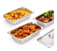 Relaxdays Récipients GN 1/3 inox, lot de 3