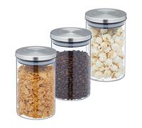 Lot de 3 bocaux en verre contenants alimentaires 800 ml transparent