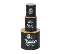 Relaxdays Lot de 3 boîtes de rangement bambou