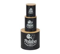 Relaxdays Lot de 3 boîtes de rangement bambou