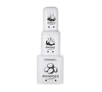 Relaxdays Boîtes rangement 3 pcs pommes de terre oignons ail, métal blanc, avec couvercle et trous
