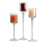Relaxdays Lot de 3 bougeoirs en Verre Transparent 3 Tailles