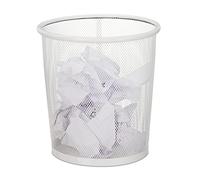 Relaxdays Lot de 3 corbeilles à papier rondes ouvertes en métal pour bureau et chambre d'adolescent Blanc 24 x 23 cm