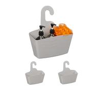 Relaxdays Lot de 3 corbeilles de Douche, sans perçage, Plastique, Support shampoing, Gel Douche, Organiseur, Gris