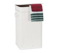 Relaxdays Lot de 3 corbeilles linge Bambou blanc