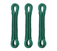 Relaxdays Lot de 3 Cordes à Linge, 20 m, Noyau en Acier, PVC, Extra Solide, à Tendre, Vert