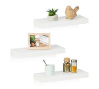 Relaxdays Étagères murales, Lot de 3, L x P : 38 x 15 cm, décoration Murale, Design Moderne, Rangement, Support, Blanc