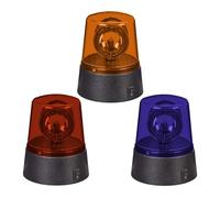 Relaxdays Lot de 3 feux d'avertissement LED - Réflecteur rotatif - Fonctionne avec piles - Signal de police clignotant - Multicolore - Bleu, rouge, jaune - 11,5 x 9,5 cm